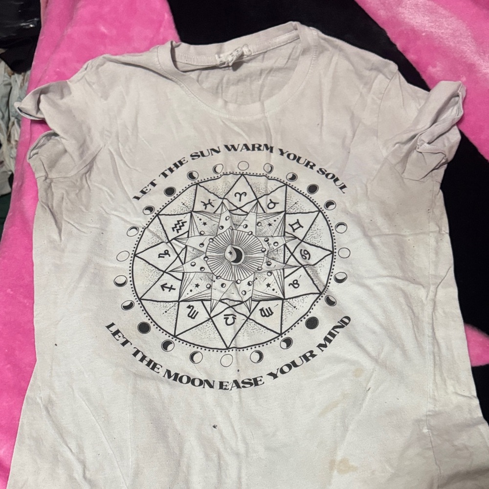 Women's Short Sleeve Tee with Astrological Design - White